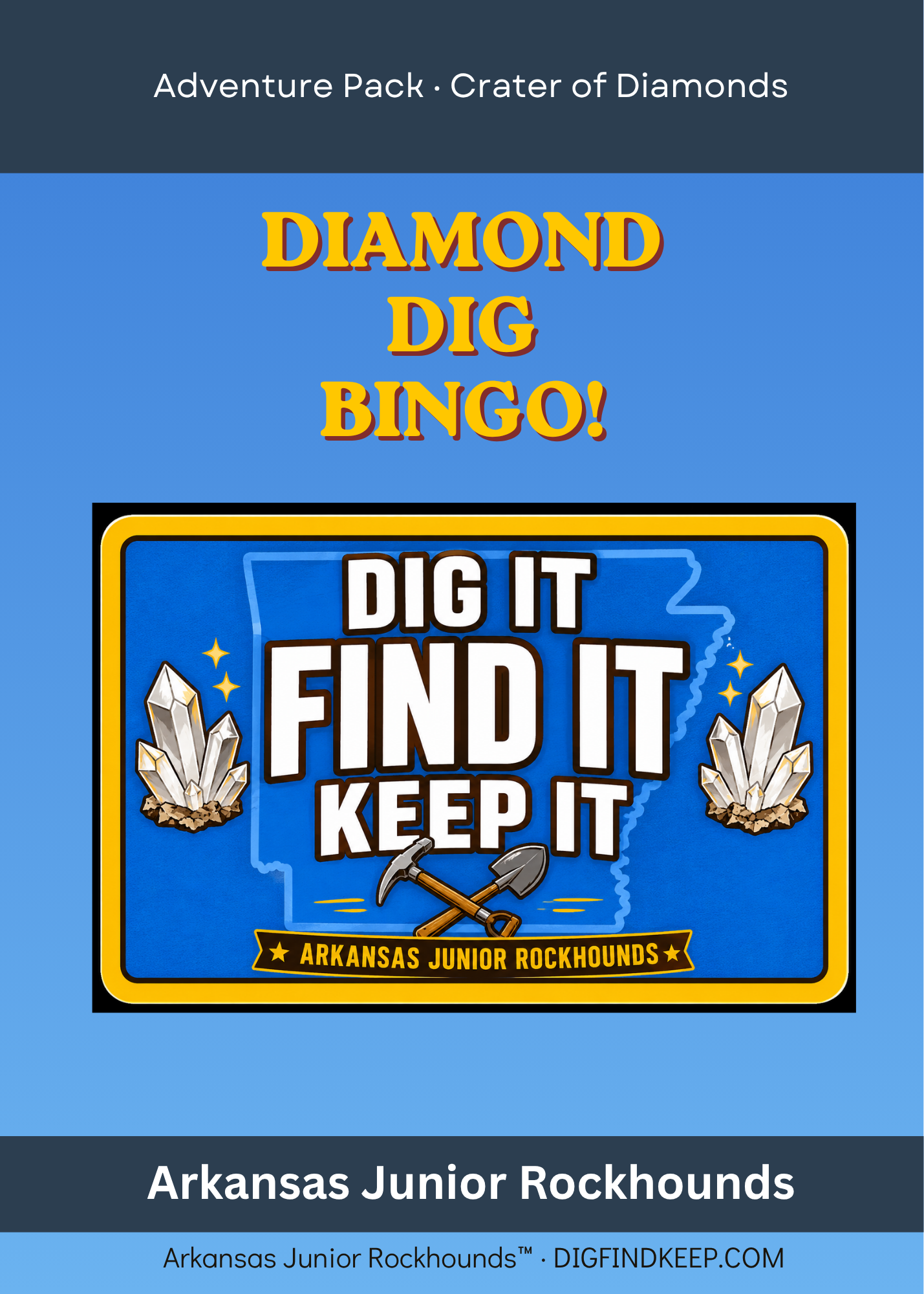 Printable Crater of Diamonds Kids BINGO Game & Dog Safety Guide